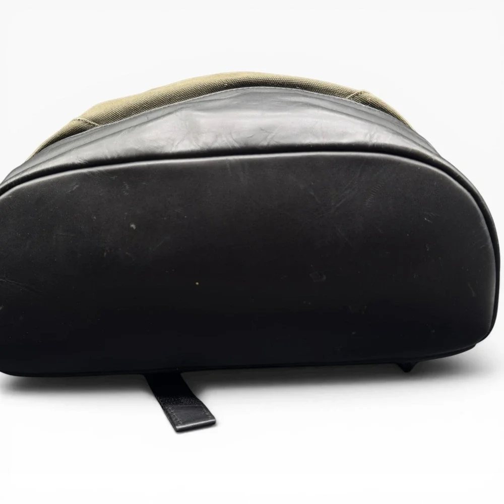 WANT Les Essentiels Kastrup Backpack Olive Green Organic Canvas Leather Trim
